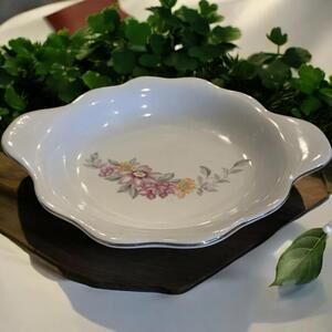 Floral Vintage Syrup Gravy Drip Catcher Dish Replacement Piece w/ Gold Trip 8 in